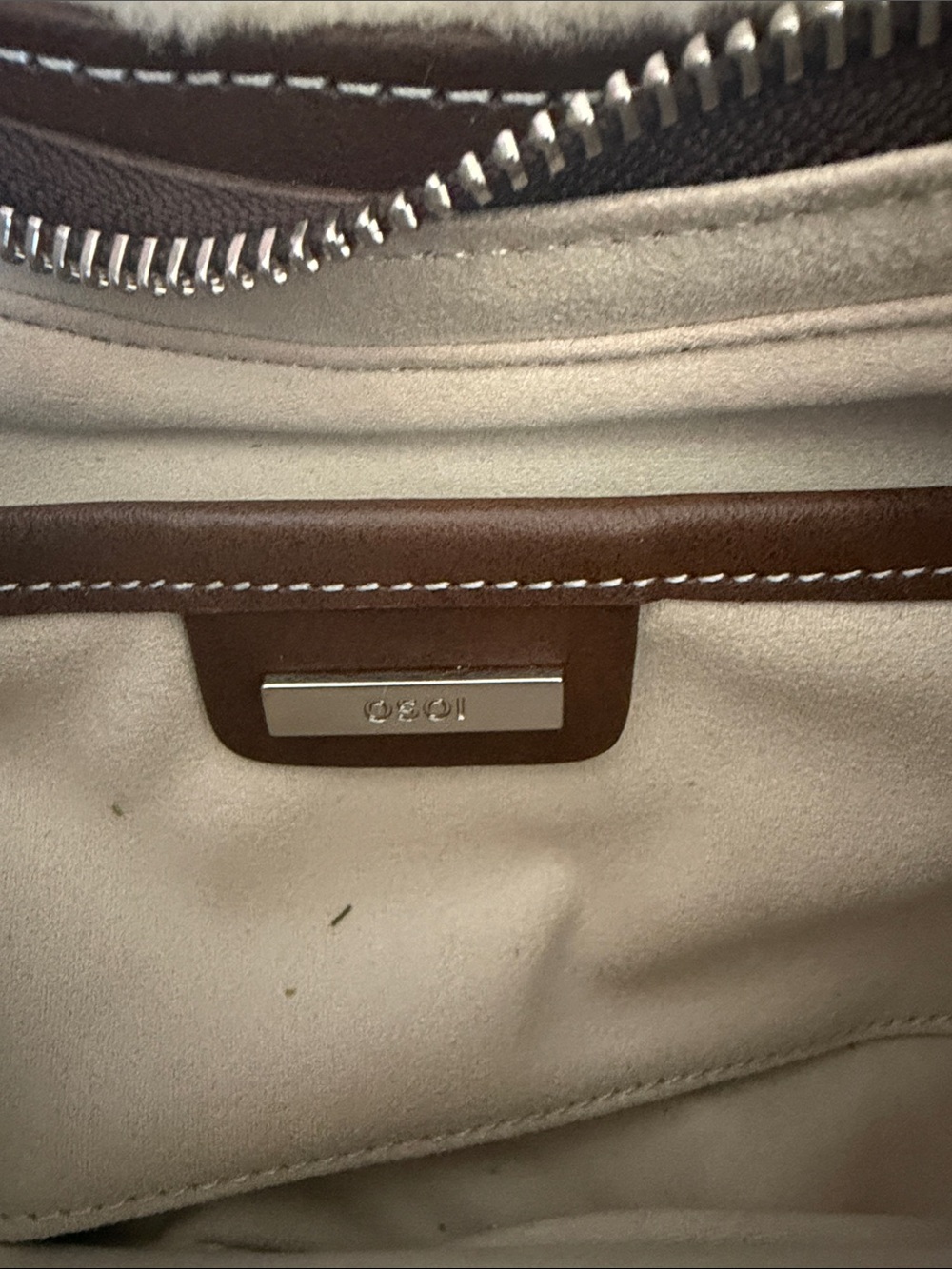 OSOI Brown & White Shearling Brocle Bag - Picture 4 of 6